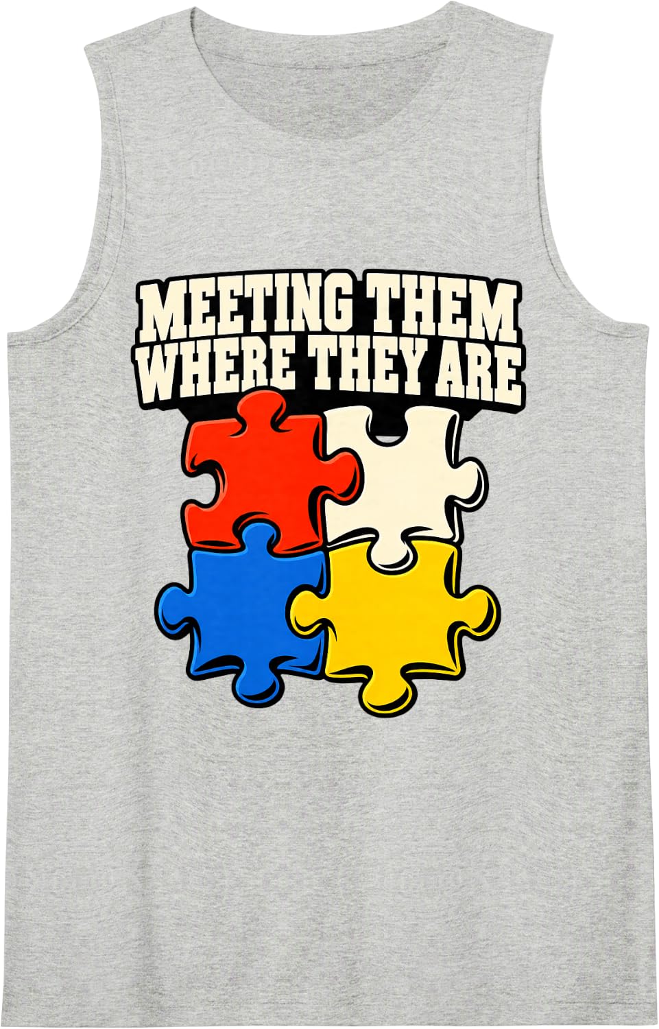 Special Education Meeting Them Where They are Aide Puzzle Sleeveless Tank Top - Heather Grey
