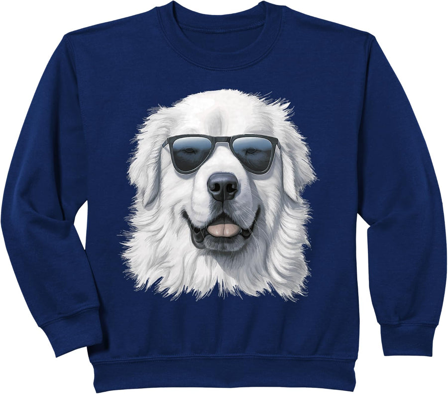 Great Pyrenees Dog with Sunglasses, Great Pyrenees Sweatshirt - Navy Blue