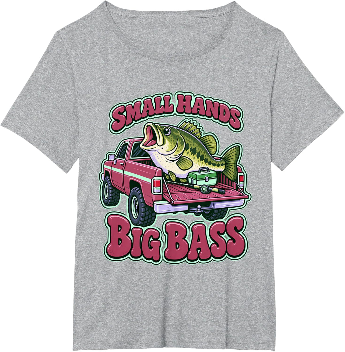 Small Hands Big Bass Kids Art T-Shirt - Heather Grey