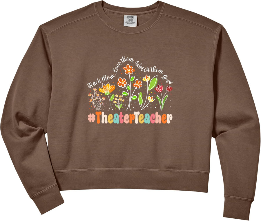 Women's Theater Teacher Appreciation Week Teacher Back to School Comfort Colors Crop Sweatshirt - Espresso