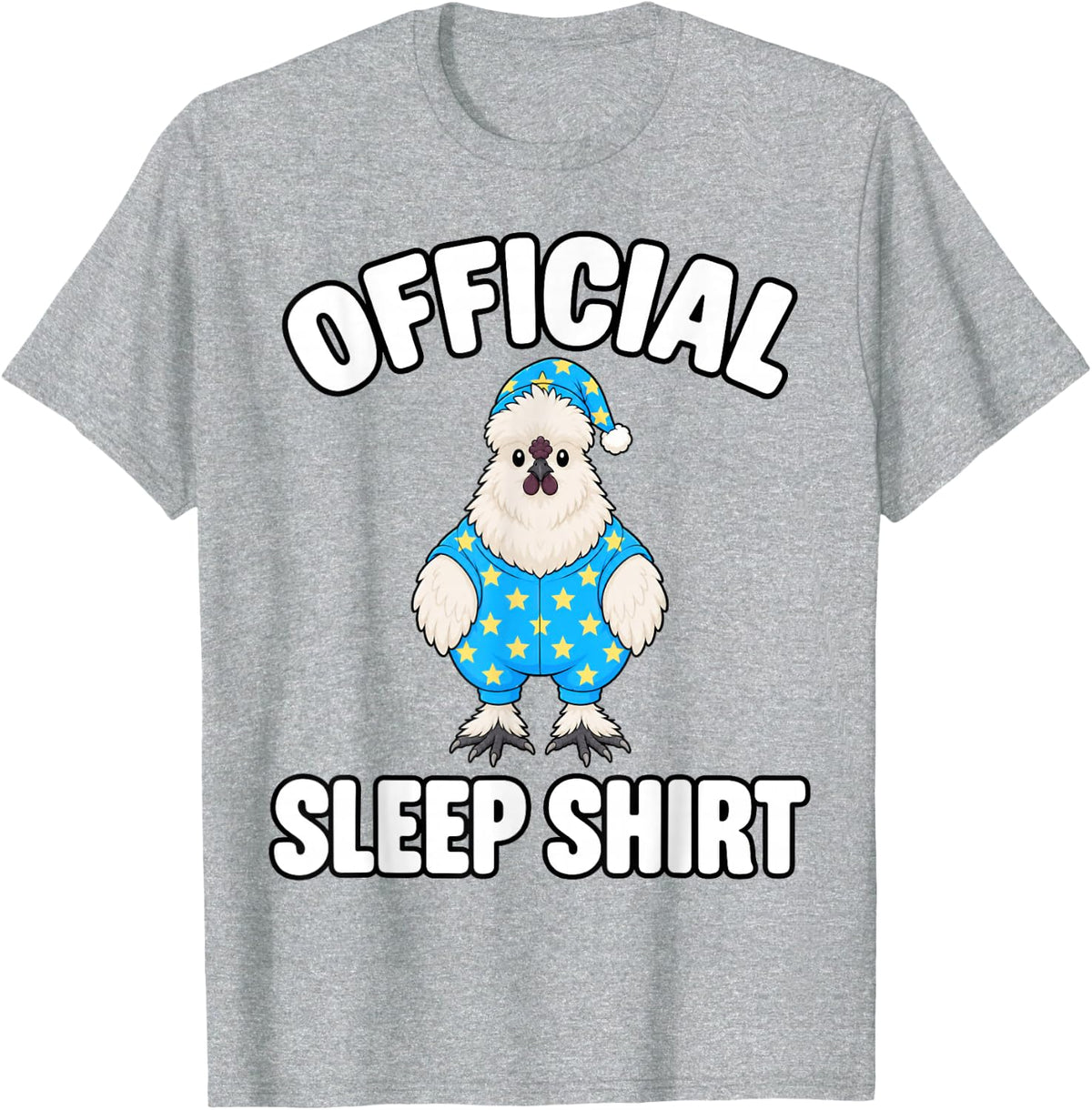 Silkie Chicken Sleeping in Pajamas Official Sleepshirt Cute T-Shirt - Heather Grey