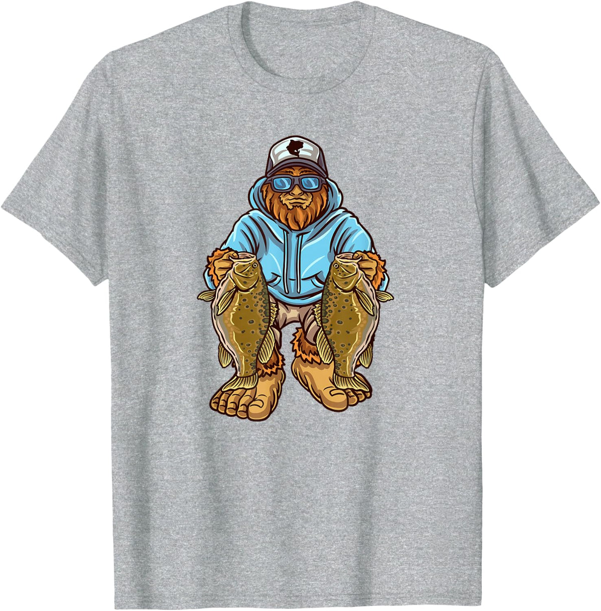 Smallmouth Bass Fishing Bigfoot Fisherman T-Shirt - Heather Grey