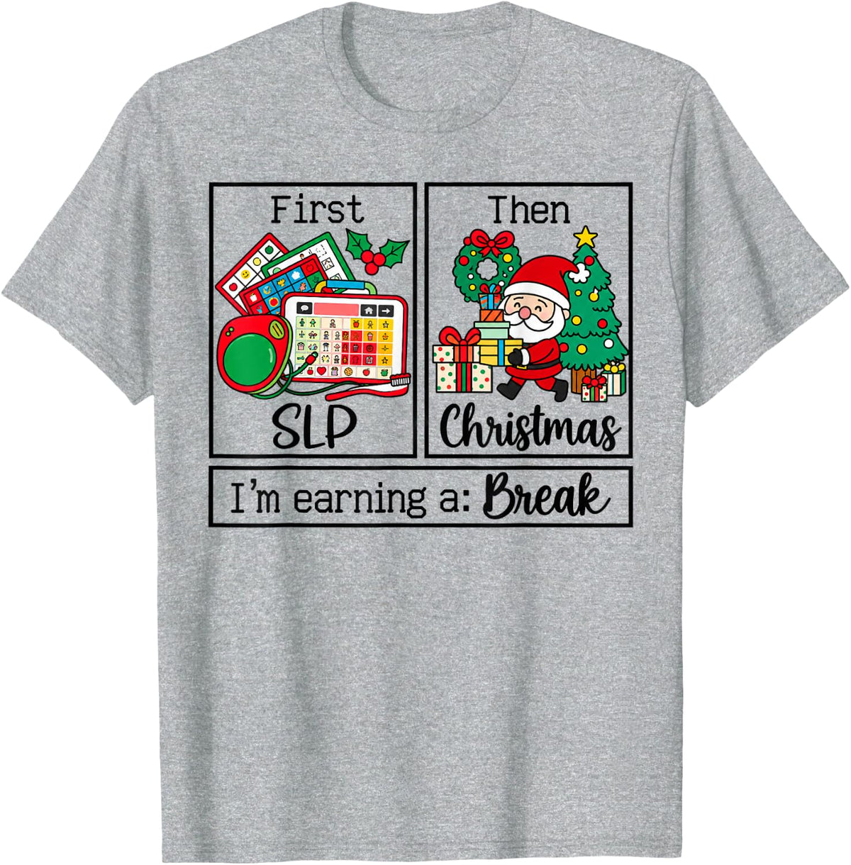 SLP Christmas Speech Therapist T-Shirt - Heather Grey
